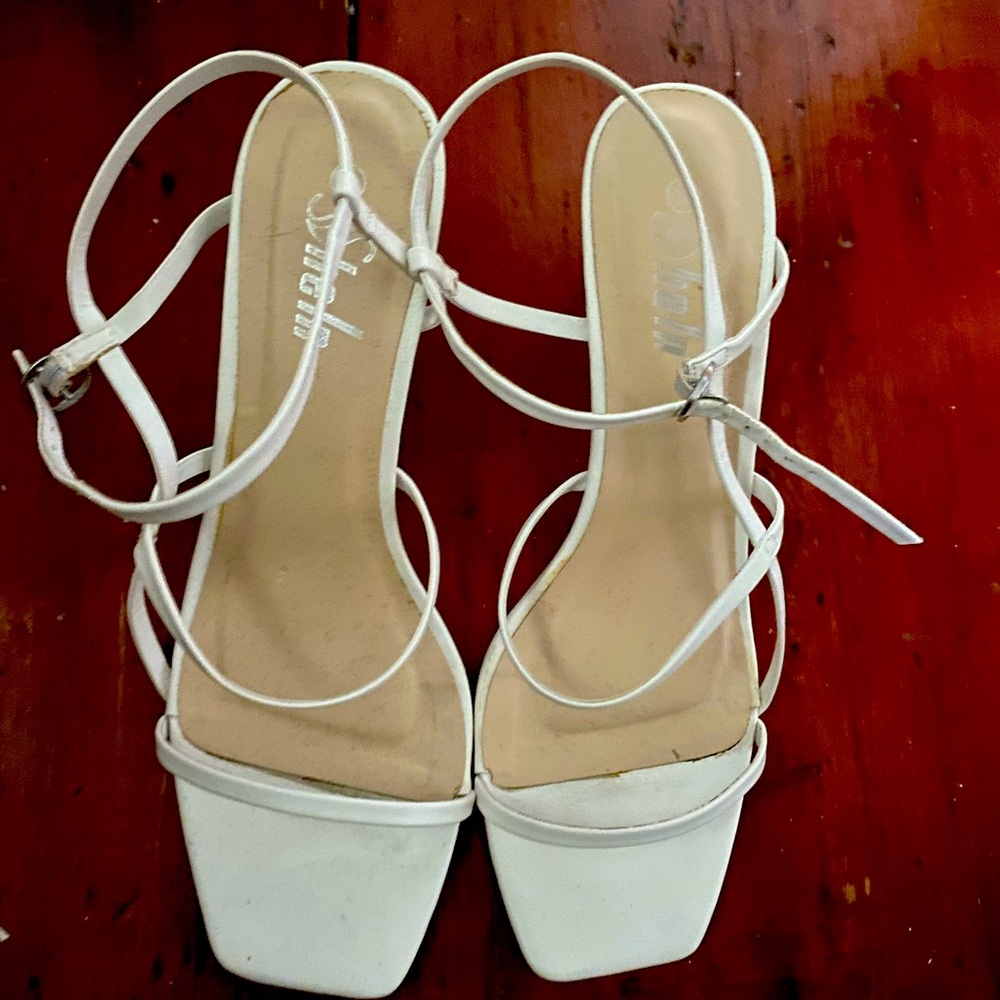 Low white heels